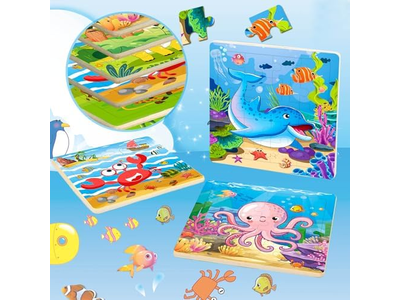 10 Pack of 20 Piece Wooden Jigsaw Puzzles for Toddlers Ages 3-5