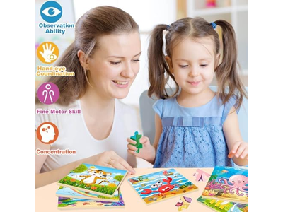 10 Pack of 20 Piece Wooden Jigsaw Puzzles for Toddlers Ages 3-5