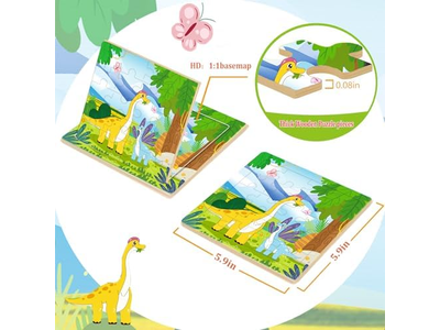 10 Pack of 20 Piece Wooden Jigsaw Puzzles for Toddlers Ages 3-5