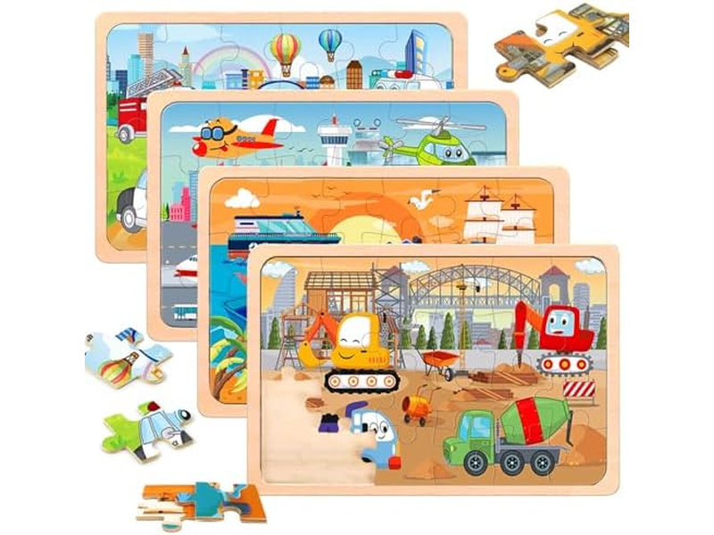 24 Pieces Wooden Puzzles for Toddlers 