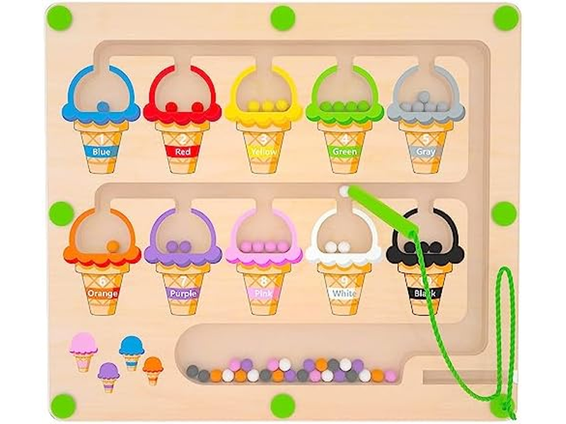 Magnetic Montessori Wooden Color Matching Learning Counting Puzzle Board 
