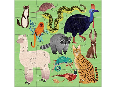 Tri Fold Magnetic Puzzles Featuring Two 20 Piece Animal Themed Artwork