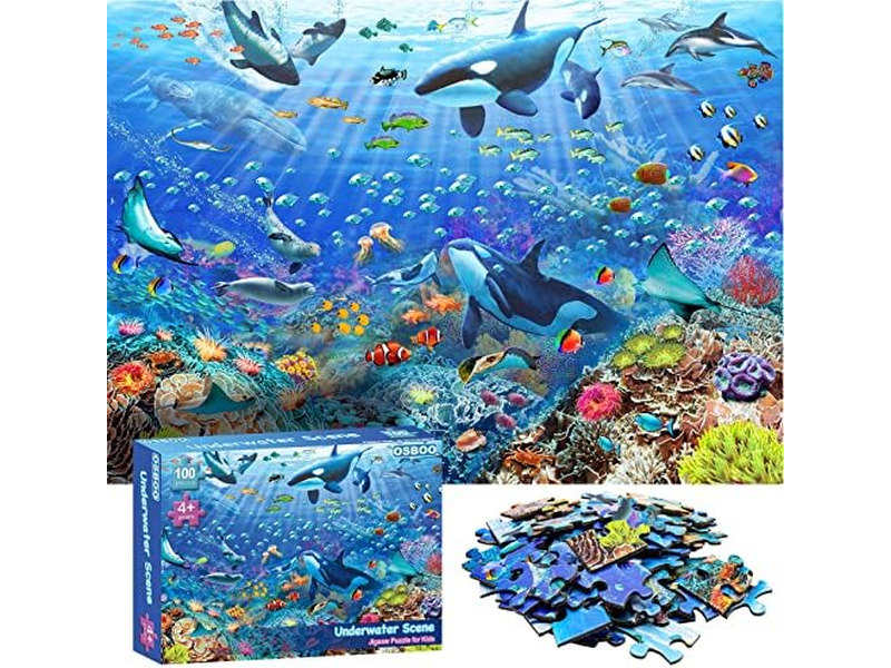Underwater Scene 100 Pieces Jigsaw Puzzle for Kids Learning Educational Puzzles 