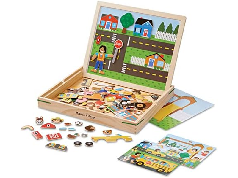 Wooden Magnetic Matching Picture Game With 119 Magnets and Scene Cards