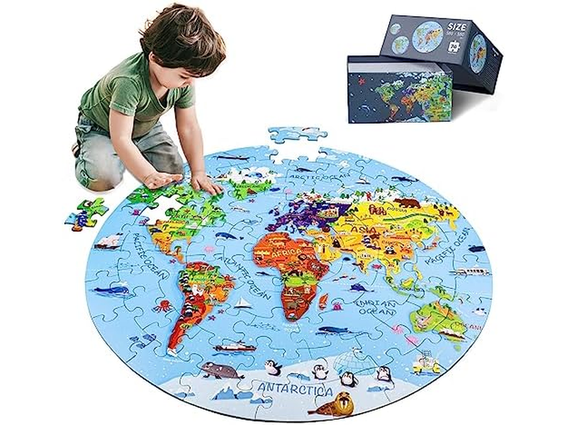 World Map Jigsaw Puzzle for Kids 4-8