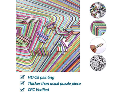 1000 Pieces Square Puzzle Color Challenge Jigsaw Puzzles for Adults and Kids