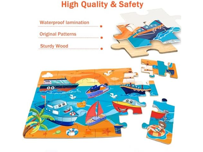 24 Pieces Wooden Puzzles for Toddlers