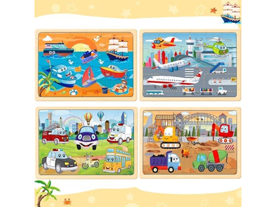 24 Pieces Wooden Puzzles for Toddlers