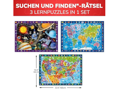 3 Pack Floor Puzzles for Kids 8-10 Year Old