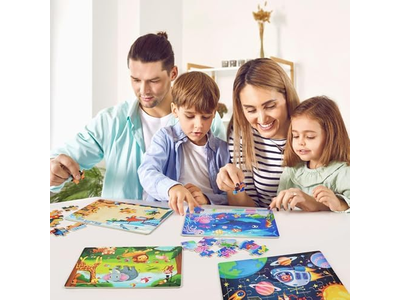 6 Pack 24 Piece Wooden Jigsaw Puzzles for Toddlers Ages 3-5