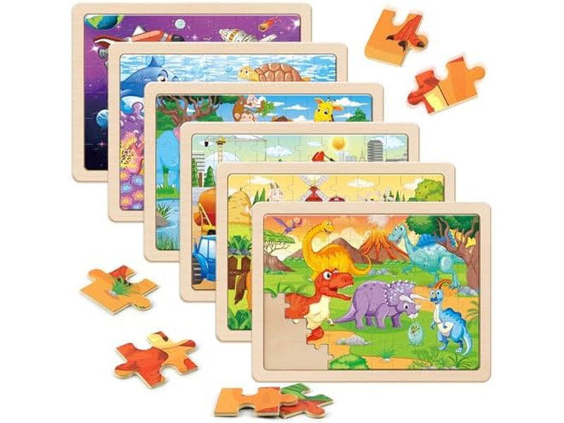 6 Packs 60 PCs Jigsaw Puzzles Preschool Educational Toys Gifts for Children