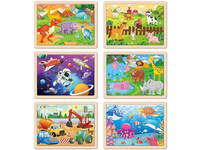 6 Packs 60 PCs Jigsaw Puzzles Preschool Educational Toys Gifts for Children