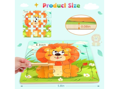 8 Pack Animal Jigsaw Puzzles for Kids3-5