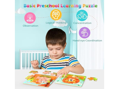 8 Pack Animal Jigsaw Puzzles for Kids3-5