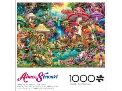 Buffalo Games - Aimee Stewart - Merry Mushroom Village Picnic - 1000 Piece Jigsaw Puzzle for Adults Challenging Puzzle Perfect for Game Nights - Finished Puzzle Size is 26.75 x 19.75