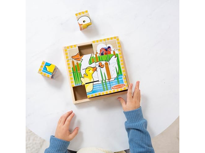 Farm Wooden Cube Puzzle With Storage Tray