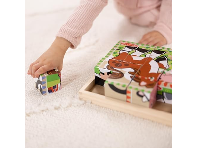 Farm Wooden Cube Puzzle With Storage Tray