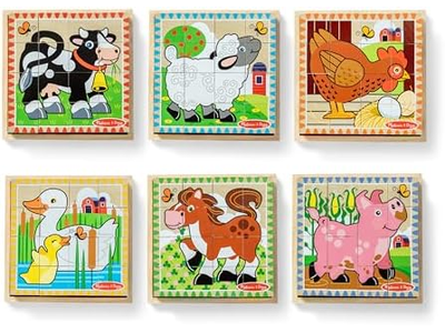 Farm Wooden Cube Puzzle With Storage Tray