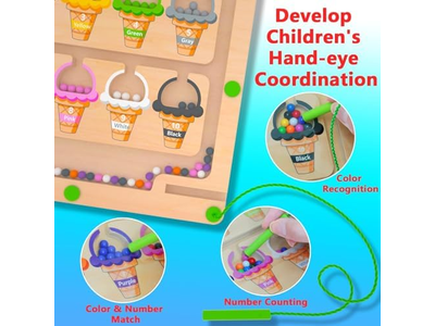 Magnetic Montessori Wooden Color Matching Learning Counting Puzzle Board