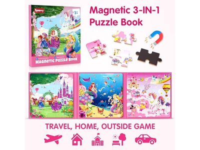 Mermaid Princess Magnetic Puzzles for Toddlers 3-5 Girls