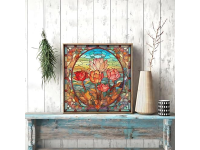 Stained Glass Flower Puzzles for Adults Vintage Art Puzzles Floral