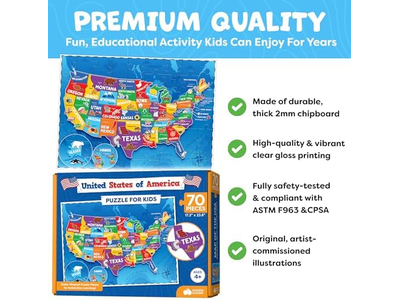 United States Puzzles for Kids Ages 4-6 Educational Toys