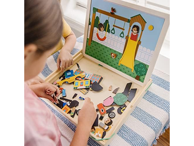 Wooden Magnetic Matching Picture Game With 119 Magnets and Scene Cards
