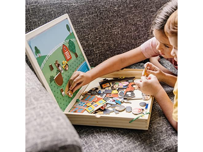 Wooden Magnetic Matching Picture Game With 119 Magnets and Scene Cards