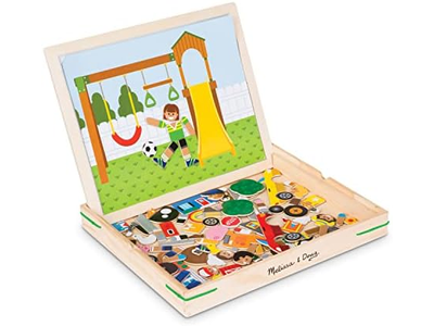 Wooden Magnetic Matching Picture Game With 119 Magnets and Scene Cards