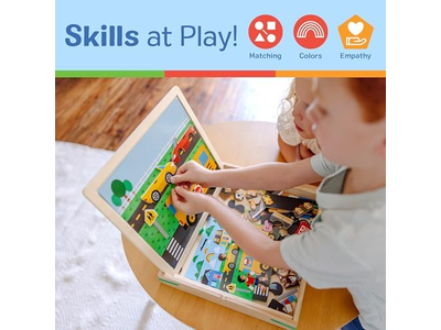 Wooden Magnetic Matching Picture Game With 119 Magnets and Scene Cards