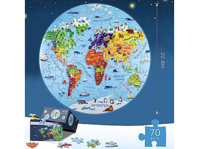 World Map Jigsaw Puzzle for Kids 4-8