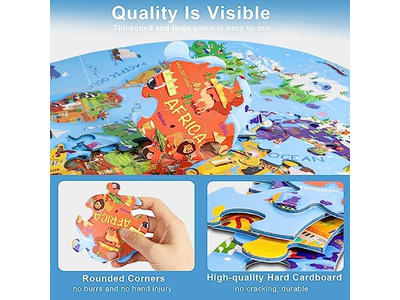 World Map Jigsaw Puzzle for Kids 4-8